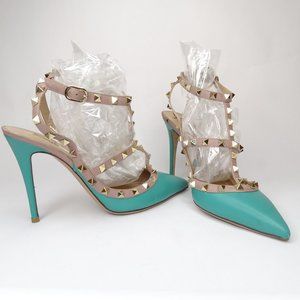 VALENTINO Nappa Leather Rockstud Ankle TStrap Pump